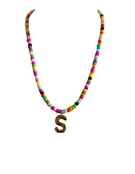 Seed Bead Initial Necklace