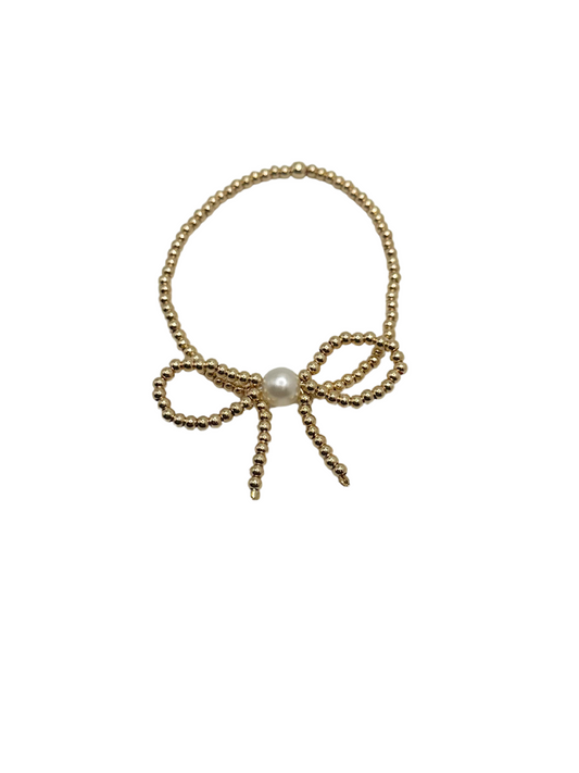 14K Gold Plated Beaded Bow