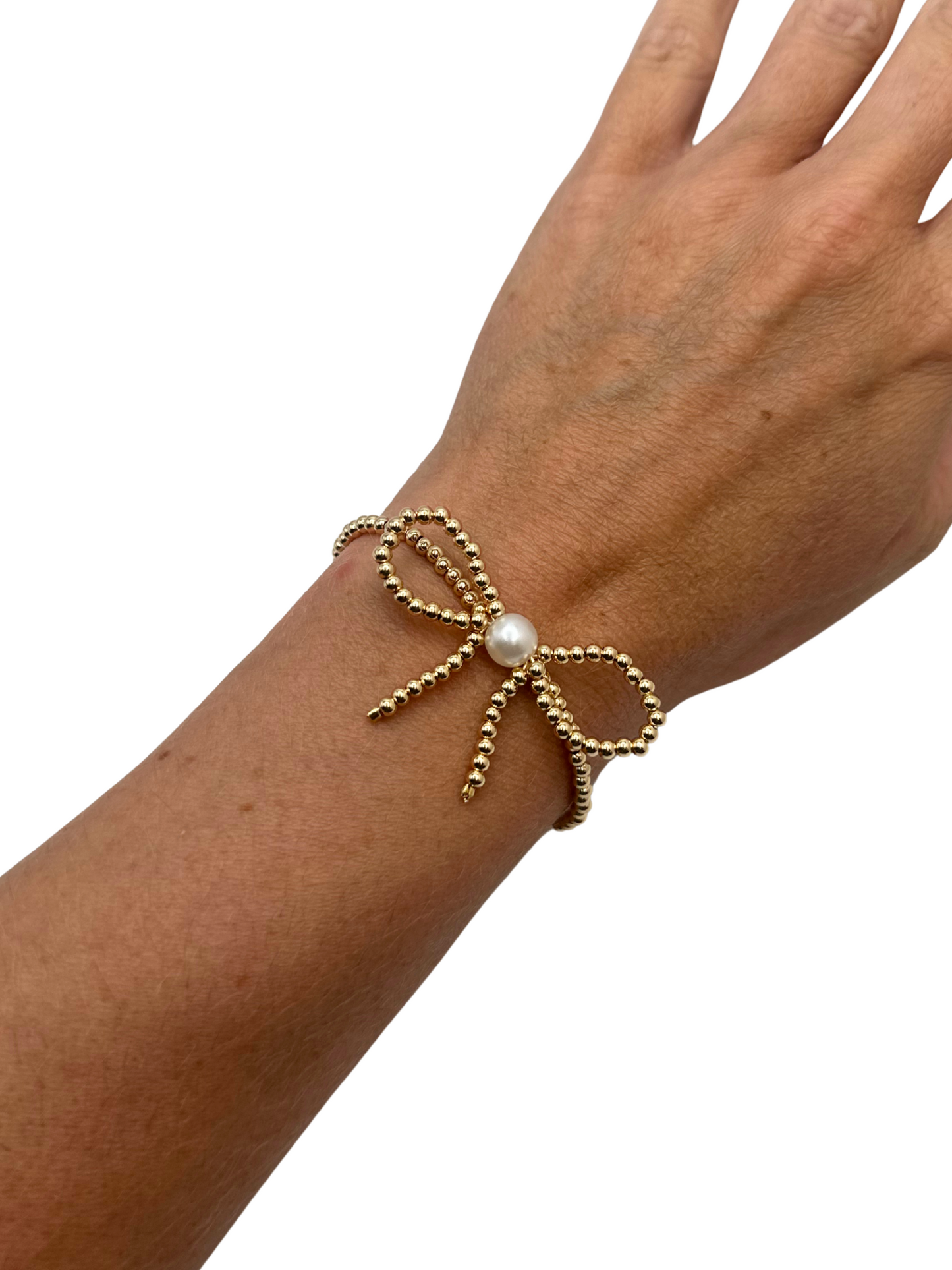 14K Gold Plated Beaded Bow